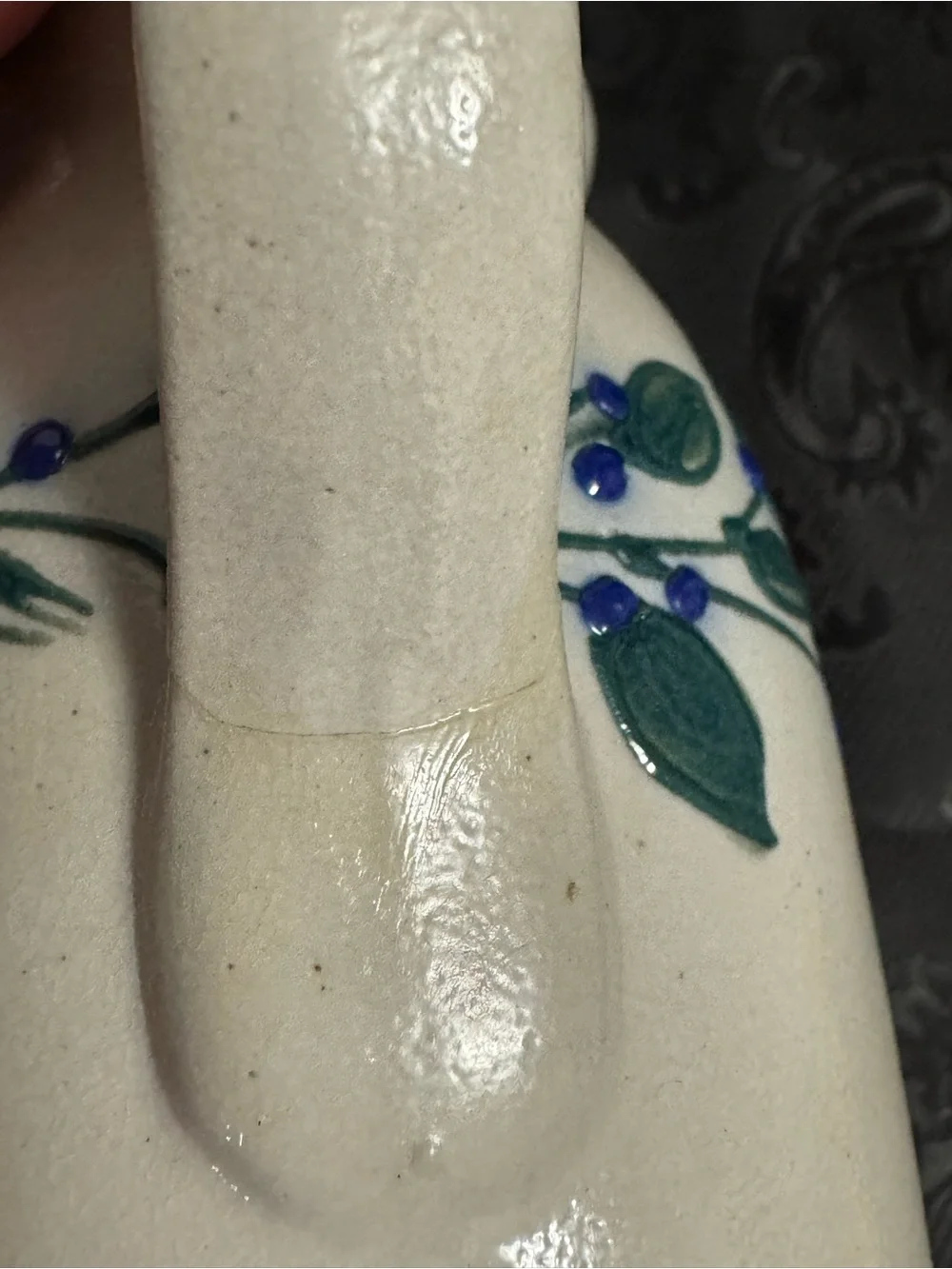 Salmon Falls Stoneware set of Salt & Pepper Shakers ~ Blueberry/Green Vine